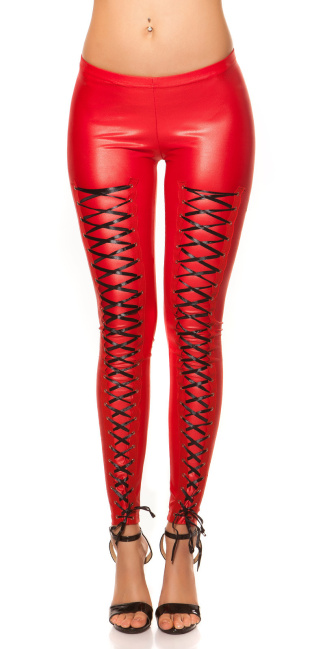 leggings with lacing at the front Red